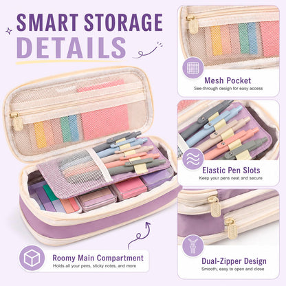 Aesthetic School Supplies with Pencil Pouch - 27Pcs Cute College Essentials Set, Big Capacity Pen Case, Pastel Highlighters, Bible Study Journaling Stationary, Annotation Kit Stuff Gift for Girls Teen