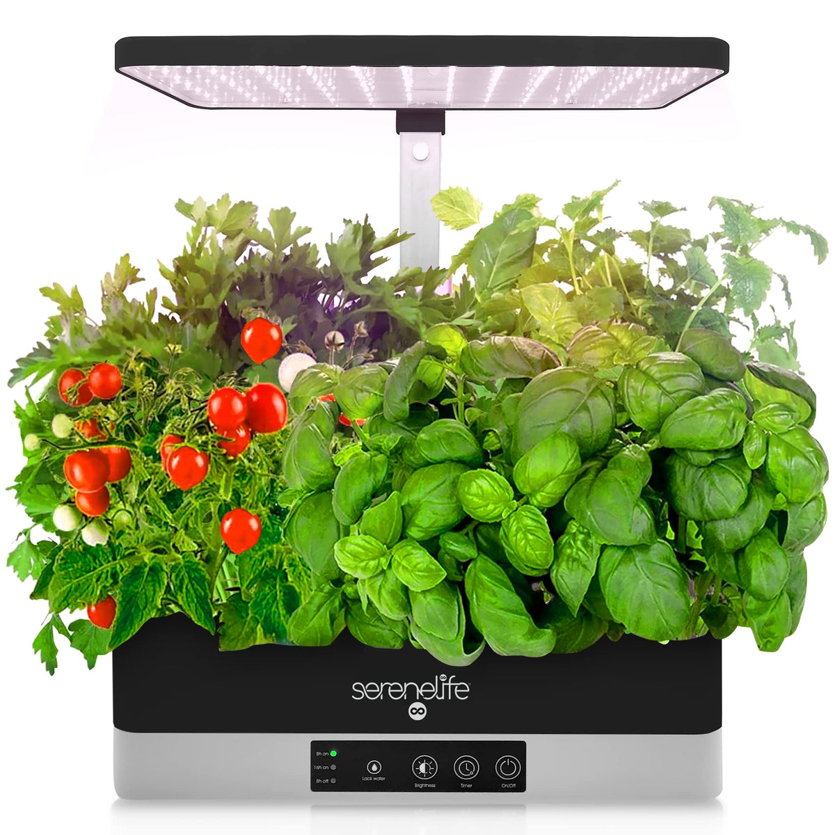 SereneLife Smart Indoor Garden - Hydroponic Herb Garden with 4000K Grow Lights Panel, Control Panel Settings, Water Stick, No Soil, Mess-Free, Height Adjustable, Grows Up to 6 Plants