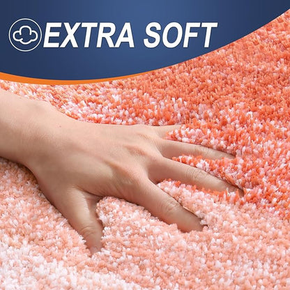 OLANLY Bathroom Runner Rugs Mat 47x17, Extra Soft Absorbent Microfiber Bath Rugs, Rubber Backing, Quick Dry, Washable Long Bath Mats for Bathroom Floor, Tub and Shower, Home Decor Accessories, Coral