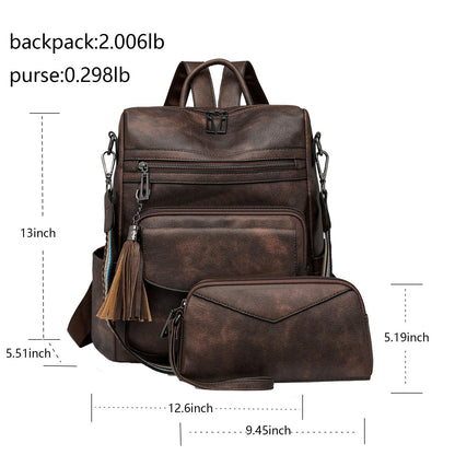 HGWSSY Womens Fashion Backpack Purse for Women Leather Multipurpose PU Ladies Shoulder Bag Travel bag Satchel Handbags (coffee)