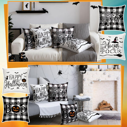 GlikCeil Set of 16 Christmas Pillow Covers 18 x 18 Inch Holiday Throw Pillow Covers Halloween Fall Winter Seasonal Pillowcases Decorative Cushion Pillowcases for Farmhouse Home Couch Sofa Decor