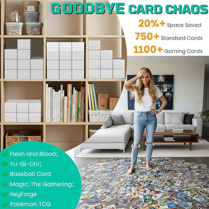 Card Box for Trading Cards Storage Box, Laminated Card Storage Box with Dividers, 1100 Count White Cardboard Boxes for Mtg/TCG/Magic/ Sports Card Storage,Trading Card Holder for Collector(3 Pack)