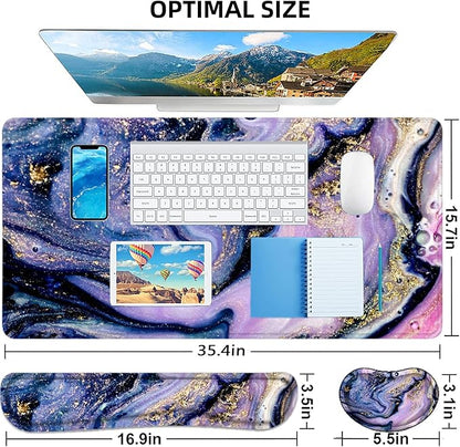 LATEEFAH Desk Mat, Mouse Pad with Wrist Rest, 4-in-1 Large Mouse Pads for Desk, Ergonomic Mouse Pad and Keyboard Wrist Rest Gaming Keyboard Mat for Office, Home