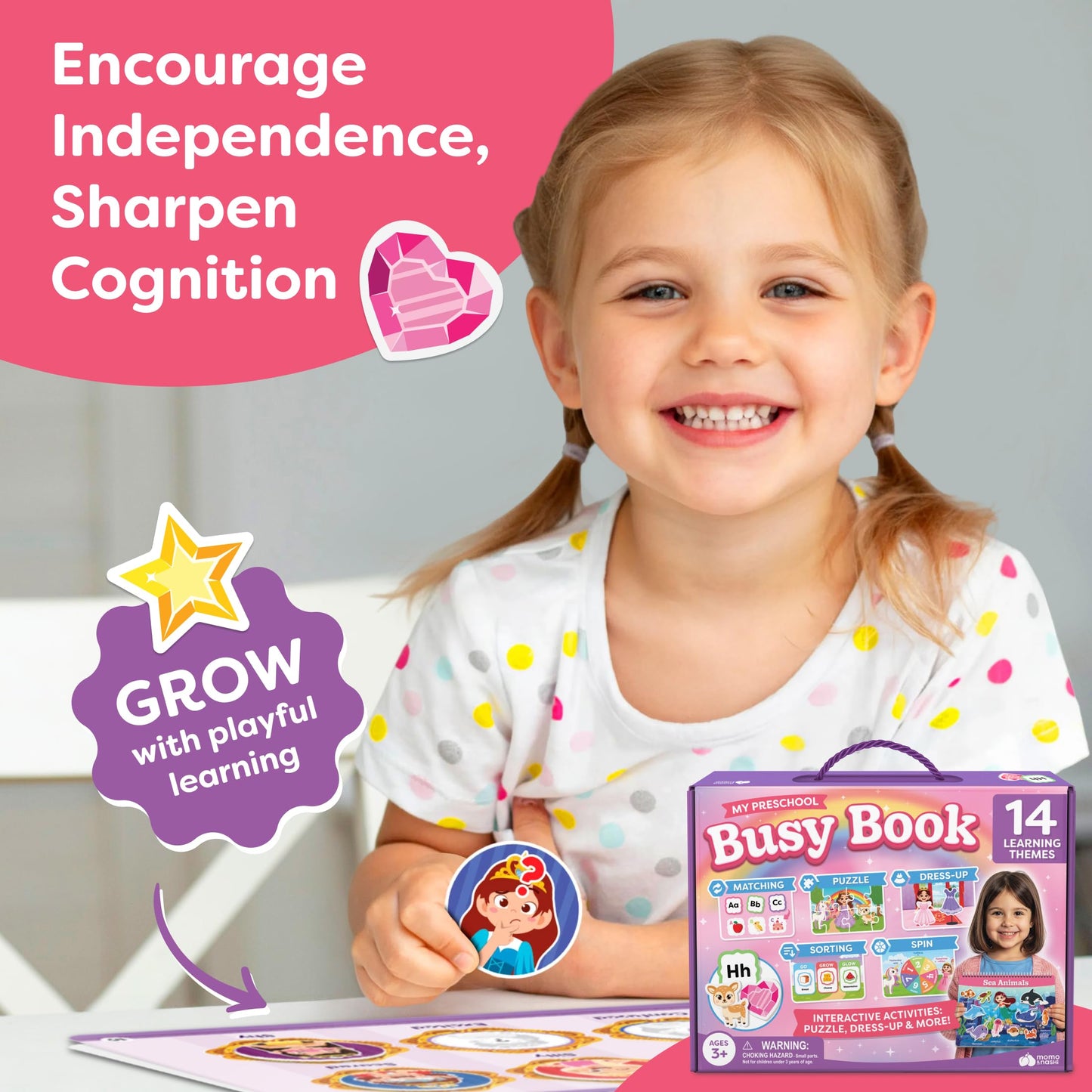 3 Year Old Girl Gifts - Montessori Busy Book For Toddlers 3-5, 4 Year Old Girl Birthday Gifts, Princess Dress Up Unicorn Toys for Girls - Preschool Learning Activities, Toddler Travel Toys for Girls