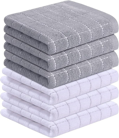 Homaxy 100% Cotton Terry Kitchen Towels, Checkered Designed, Soft and Super