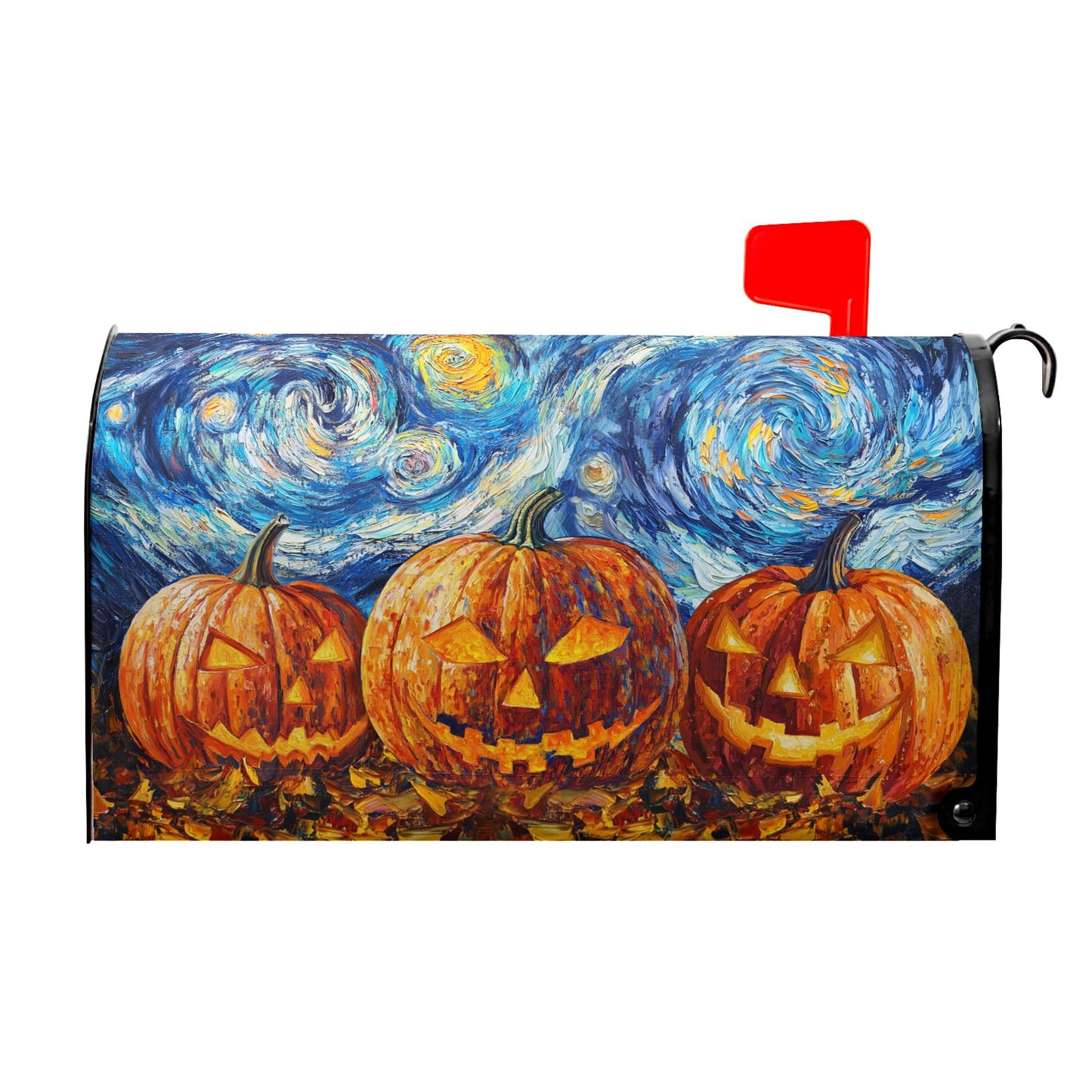 Halloween Pumpkin Orange Mailbox Cover Oil Painting Blue Decorations Mailbox Covers 21 X 18 Inch Magnetic Standard Size Halloween Starry Night Wrap Post Letter Box Home Outdoor Yard Garden Decor