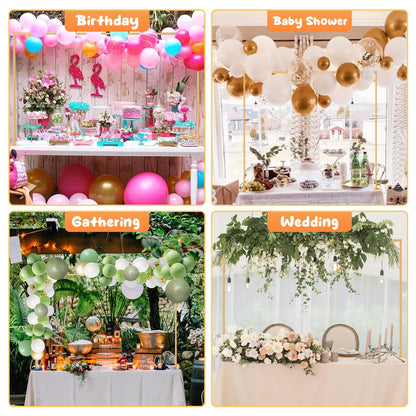 ParseBio Over The Table Rod Stand with Clamps Adjustable 31"-110'' Length 31"-64" Height Gold Table Balloon Arch Stand with Storage Bag, For Valentines Day Party Wedding Anniversary Decoration