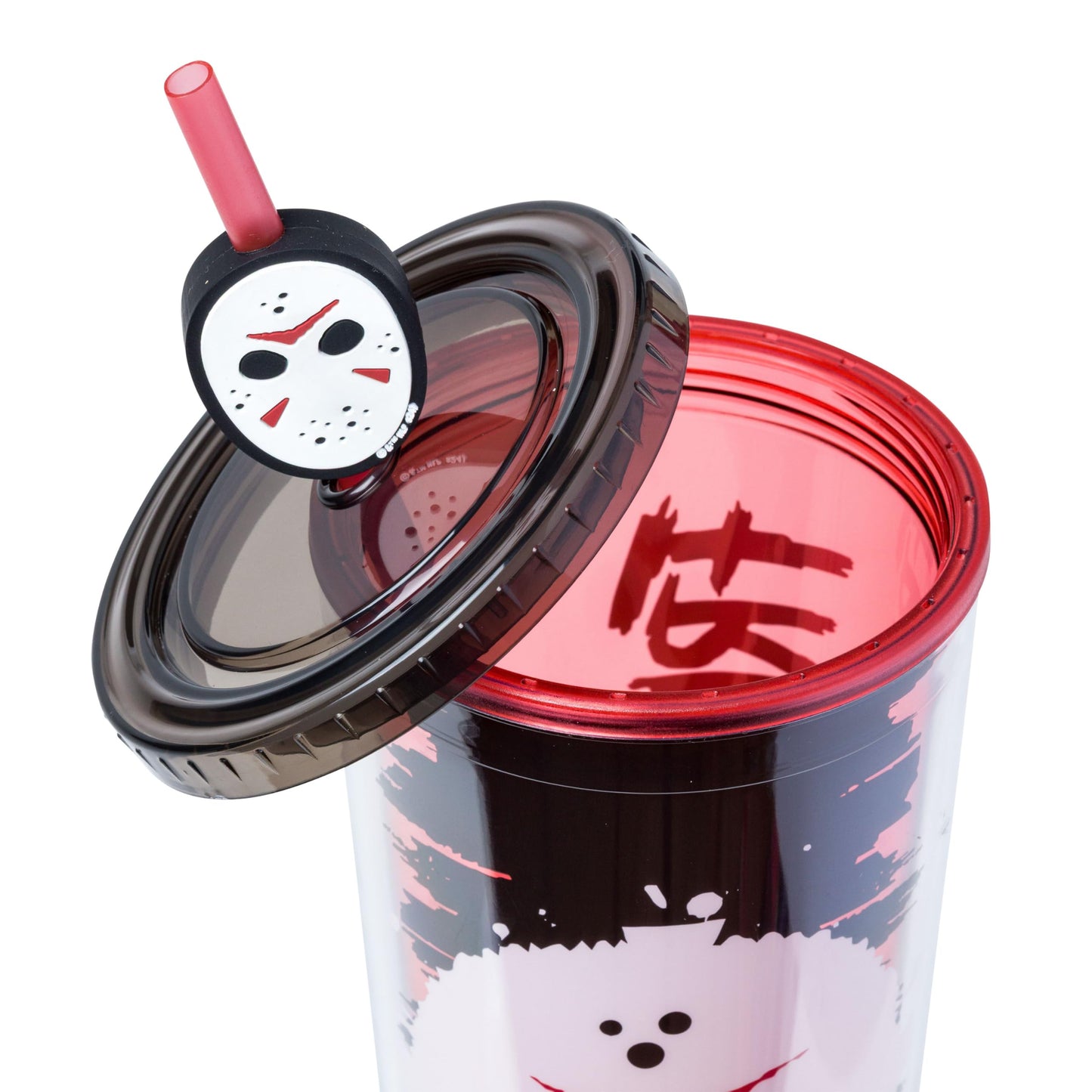 Silver Buffalo Friday the 13th Plastic Cold Cup with Lid and Straw Topper, 24 Ounces
