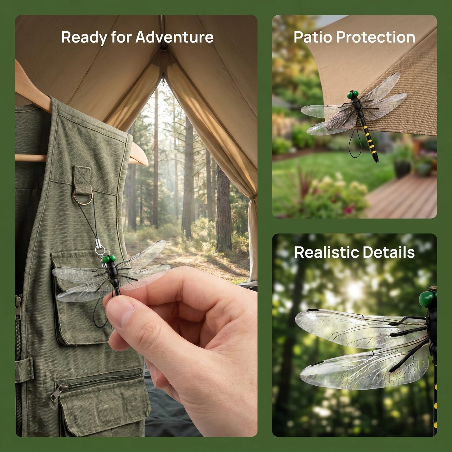 BLMRME 3D Artificial Dragonfly Bug Repellent, Lifelike Dragon Fly Clips for Bugs Repellent, Durable Outdoor Garden Decor, Realistic Fly Deterrent for Patio Yard Plants