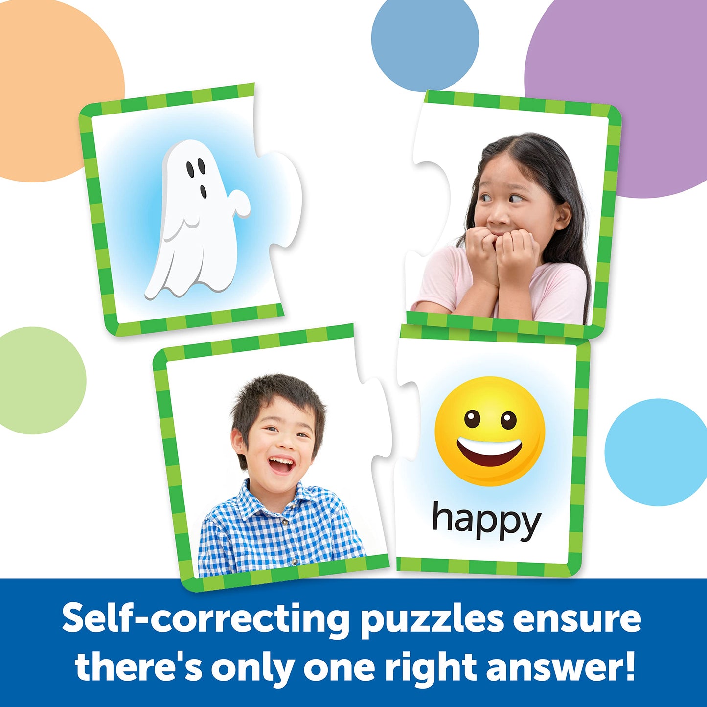 Learning Resources Feelings & Emotions Puzzle Cards - SEL, Emotional Regulation Tools for Kids, Toddlers Calming Corners, Montessori Essentials, Matching Games, Flash Cards, Homeschool, Preschool