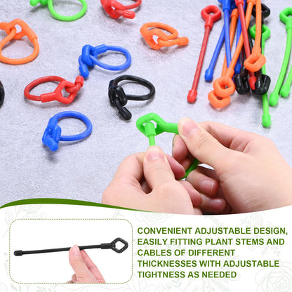 M METERXITY 6-Pack Adjustable Plant Ties, 12inch/30.48cm Silicone Flexible Multi-Function Sturdy Garden Twist Tie for Plant Support/Tree/Shrub/Vine, Reusable Support Twine [Black]
