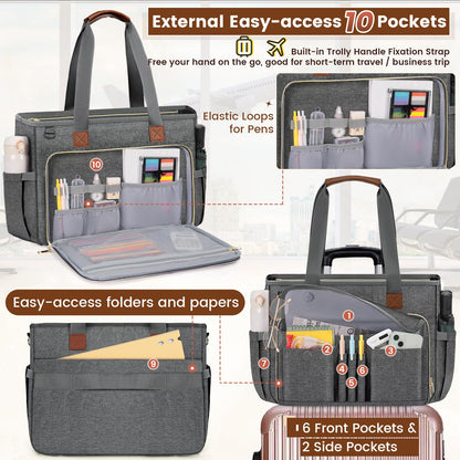 RAINSMORE Teacher Tote Bag 15.6 inch Laptop Bag for Women Work Bags Nurse Bag Lightweight Laptop Tote Computer Messenger Shoulder Bags with Insulated Pocket, Professional Laptop Briefcase
