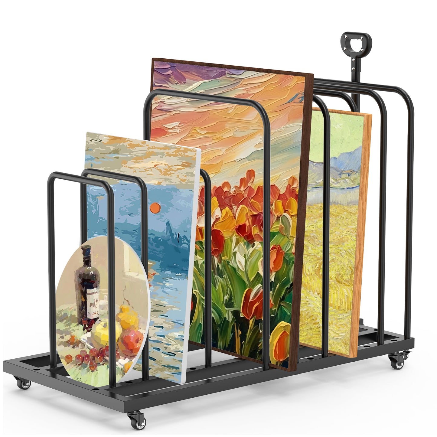 Tredre Art Storage Rack with Handle & Wheels, Adjustable Metal Art Drying Painting Rack, Large Canvas Storage Display Stand for Drawing Boards, Panel, Crafts, Art Studio, Classroom and Gallery