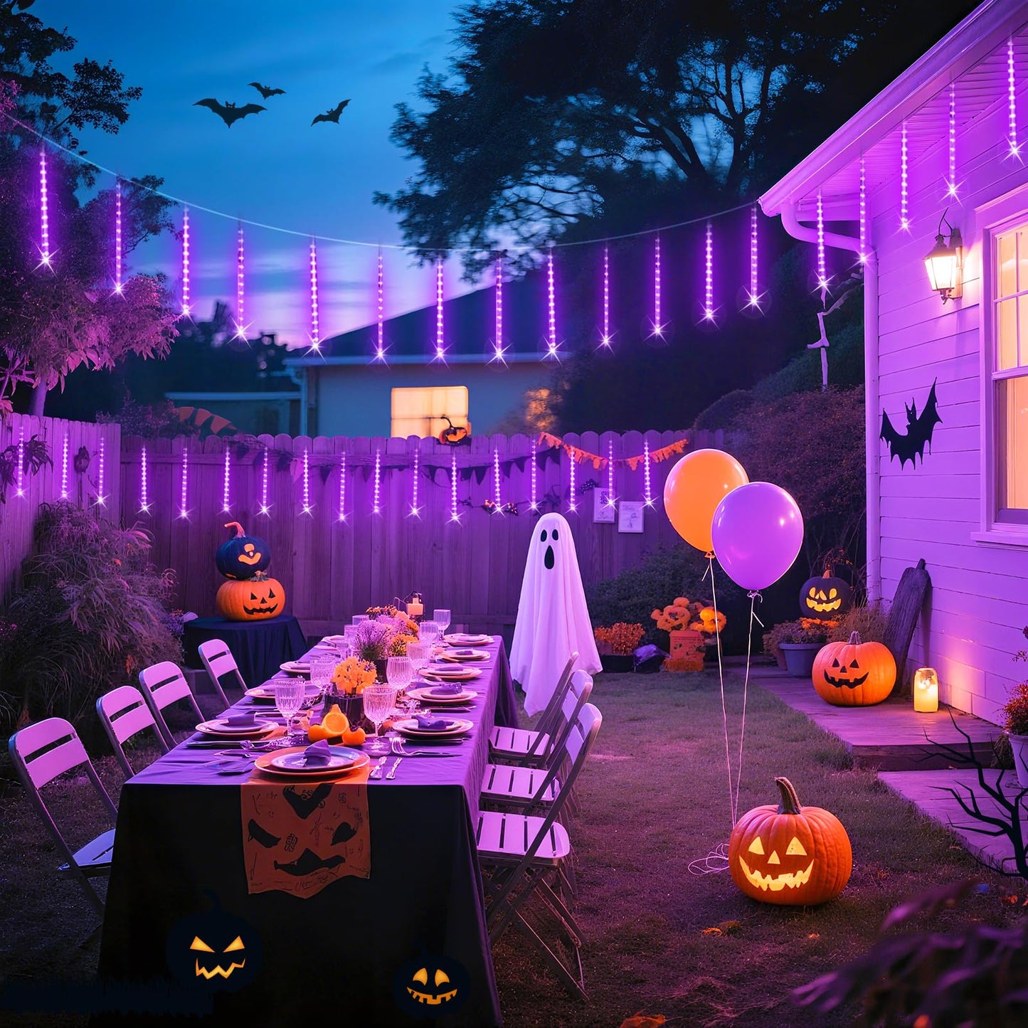 JMEXSUS Solar Halloween Lights Outdoor Purple Solar Lights