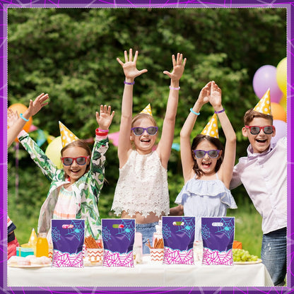 Soulchen 48 Pieces Spiderweb Birthday Party Decoration Set Spiderweb Gift Bags Spider Silicone Bracelet Sunglasses Cobweb Sticky Hands Toys for Birthday Party Supplies Favors (Night)