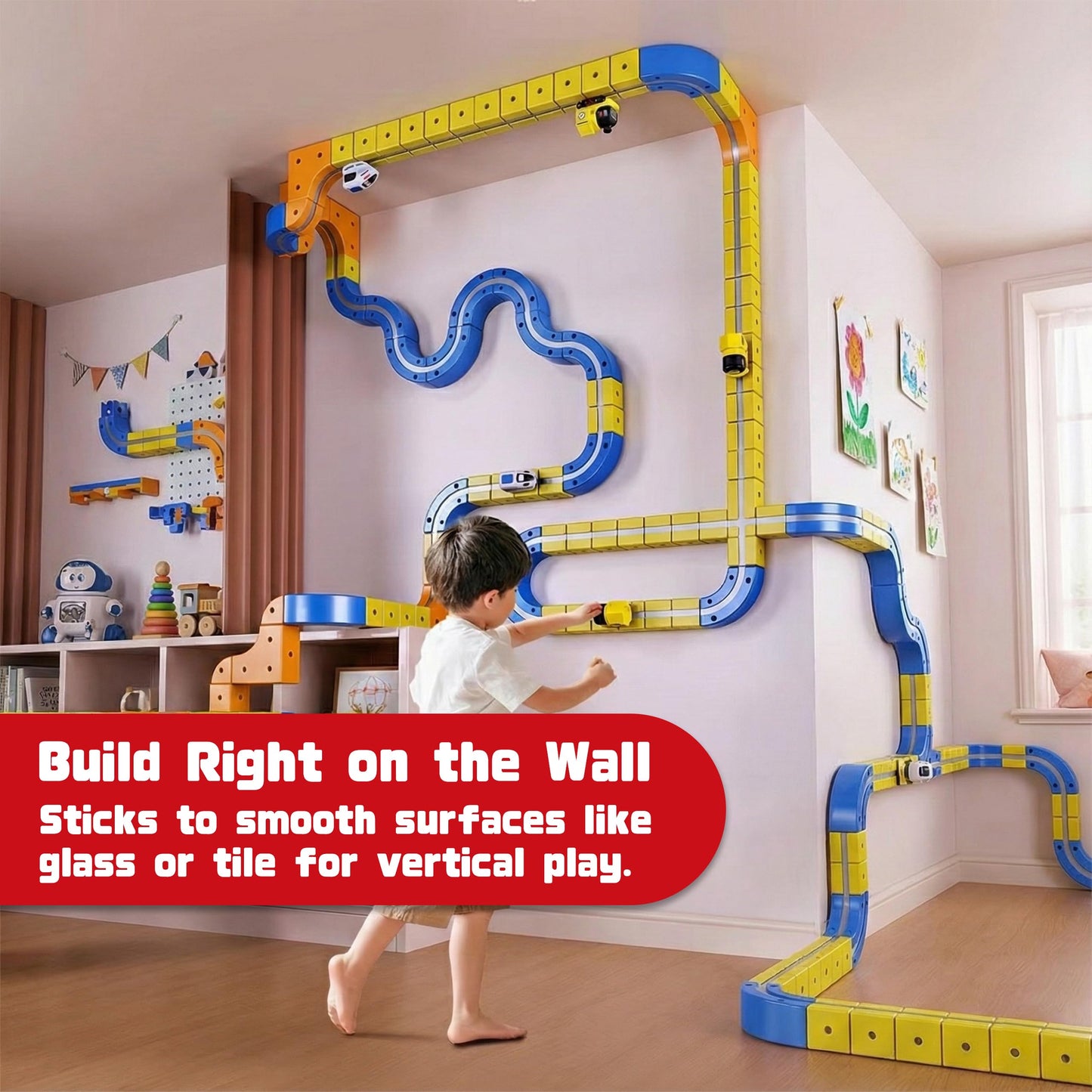 Electric Train Set for Kids Ages 3-8 - Modular 3D Flexible Race Track Building Toy with Gravity-Defying 360° Movement, STEM Learning Fun Gift (66 pcs Starter Set)