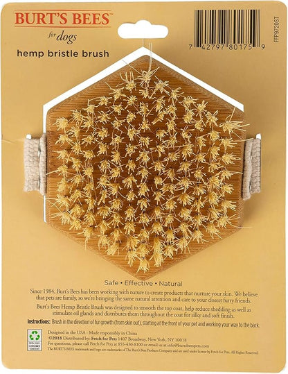 Burt's Bees for Pets Palm Brush with Hemp Bristles for Large Dogs, Ergonomic Handle Reduces Wrist Stress, Removes Dirt and Debris, Ideal for Daily Grooming, Made of Bamboo & Recycled Materials - 2 Pk