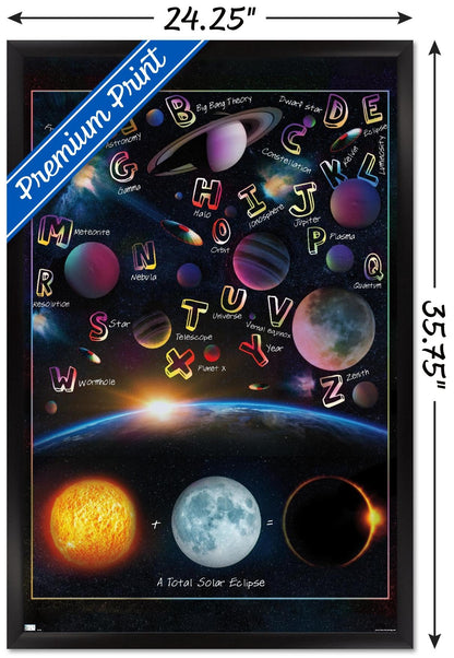 Trends International Ali Chris - The Solar System: Total Eclipse Letters Wall Poster, 34L x 22.4W, Black Framed Version