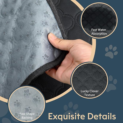 FunFurry Washable Pee Pads for Dogs - 1 Pack Reusable Pee Pads，Waterproof Puppy Pads，Pet Training Pads，Super Absorbent with Dog Paw Shape Non-Slip Backing (Dark Grey, 72" X 72" - 1 Pack)
