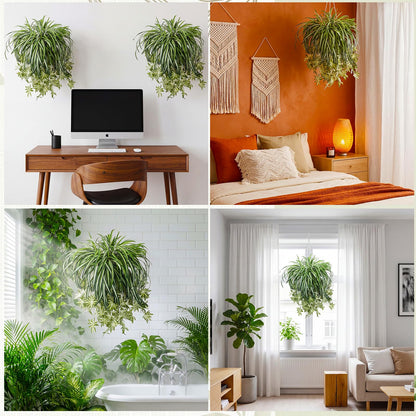 Hotop 4 Pcs Artificial Spider Plant 24 Inch Large Fake Hanging Greenery Plants Silk Faux Chlorophytum Comosum Artificial Flowers for Indoor Outdoor Wall Home Garden Backyard Office Wedding Decor