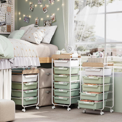 APEXCHASER Utility Cart with 5 Drawers,Rolling Storage Cart for Crafters Artists Kids Teacher Student Storage Arts Crafts & Sewing Study Supplies in Craft Room Dorm Classroom Kids Room-Green