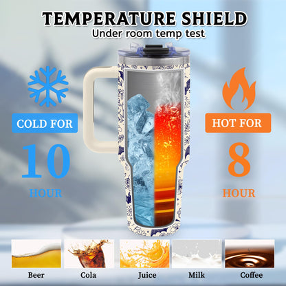TNASURHUS 40 Oz Halloween Tumbler, Beige Bat Goth Water Bottle with Handle and Straw, Stainless Steel Coffee Travel Mug Cup, Christmas Halloween Birthday Gifts for Men, Women, Friends