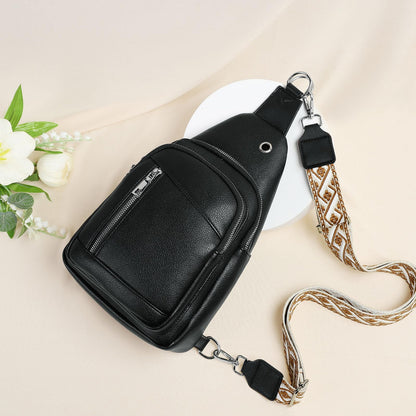 SUIKIHUM Anti Theft Sling Bag, 2 in 1 PU Leather 8.3" Convertible Crossbody Bags, Fanny Pack Backpack with 2 Removable Straps for Hiking Cycling Sport (Black)