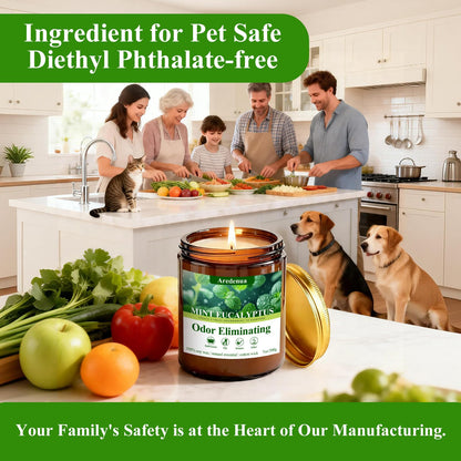 4 Pack Odor Eliminating Candles Set - Eliminates 95% of Pet, Smoke, Food & Other Smells - Hand Poured Non-Toxic Soy Candle, Air Freshing Scent of Lavender/Orange/Mint/Cotton - Gifts Set for Women