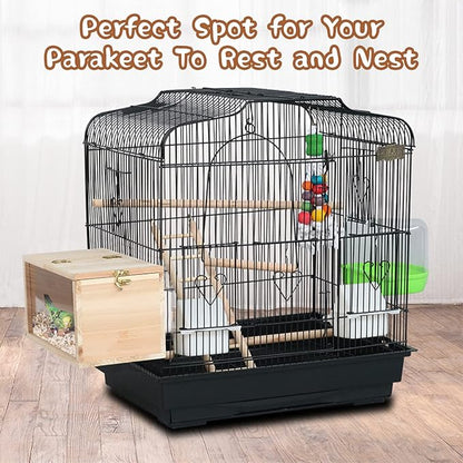 Parakeet Nesting Box Transparent Bird House for Cage Natural Wood Breeding Box for Parrot Parakeet Cockatiel Lovebirds Budgie Conure and Other Small Birds