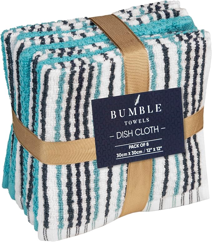 Bumble Premium Dish Cloths Towel 12"x12" | 100% Natural Ring Spun Cotton Tea