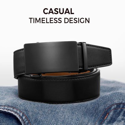 Zitahli Belt Men,Leather Ratchet Belt for Men Dress Casual Every Day with Adjustable Buckle,Trim to Fit For Gift Size 38"-42"