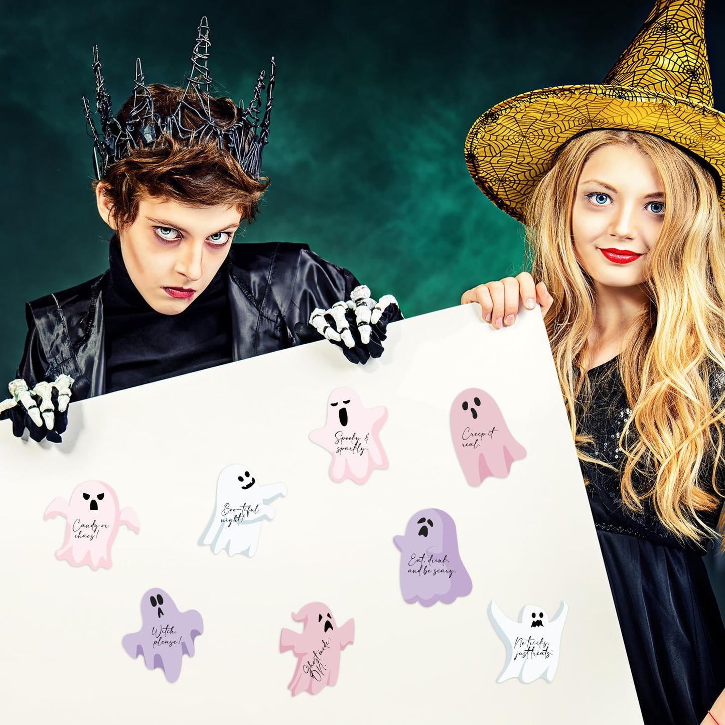Thenshop 48 Pack Ghost Halloween Sticky Notes 1440 Sheets Boo Ghost Note Pads 8 Styles Self Adhesive Notepads for Halloween School Office Home Students Teachers Present