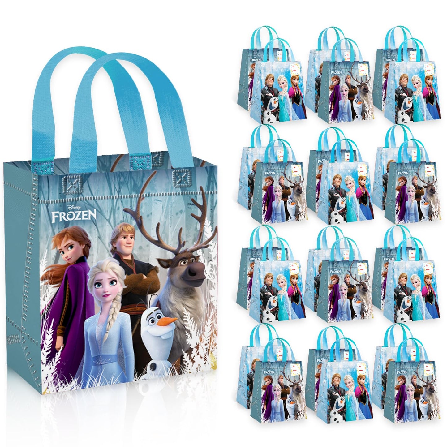 Disney Frozen Party Favor Bags Set – 24 Pack of 8" Frozen Party Goodie Bags for Kids Bulk Reusable Mini Totes | Disney Frozen Birthday Party Supplies
