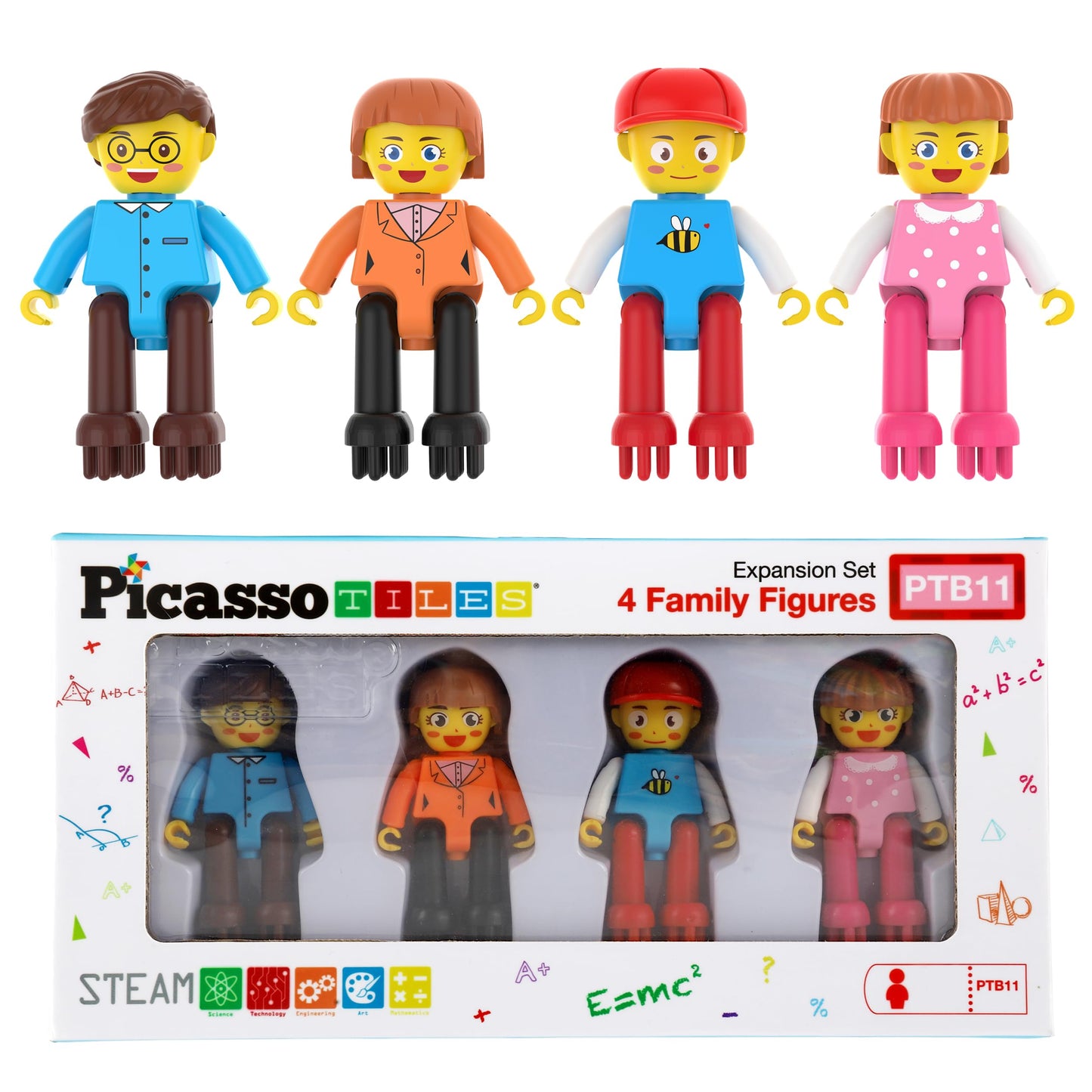 Picasso Toys Hedgehog Blocks 4 Family Action Character Figures Toddler Toy Construction Building Tile Block Expansion Pack Educational Add-on STEM Learning Smart Game Kit Toys Pretend Playset Age 3+