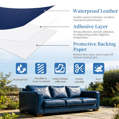 Fadoub Leather Repair Patch Tape Self-Adhesive, 8x11In Heavy Duty Vinyl Patch, Leather Repair Kit for Furniture, Sofa, Couch, Office Chair, Car Seat, Car Interior((Chestnut Brown)