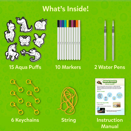 Skillmatics Aqua Puffs - 3D Art Kit, Animals, Mess-Free Paint by Number Craft for Kids, DIY Color Activity, Screen-Free Entertainment, Travel & Creative Gift for Girls & Boys Ages 4, 5, 6, 7, 8, 9, 10