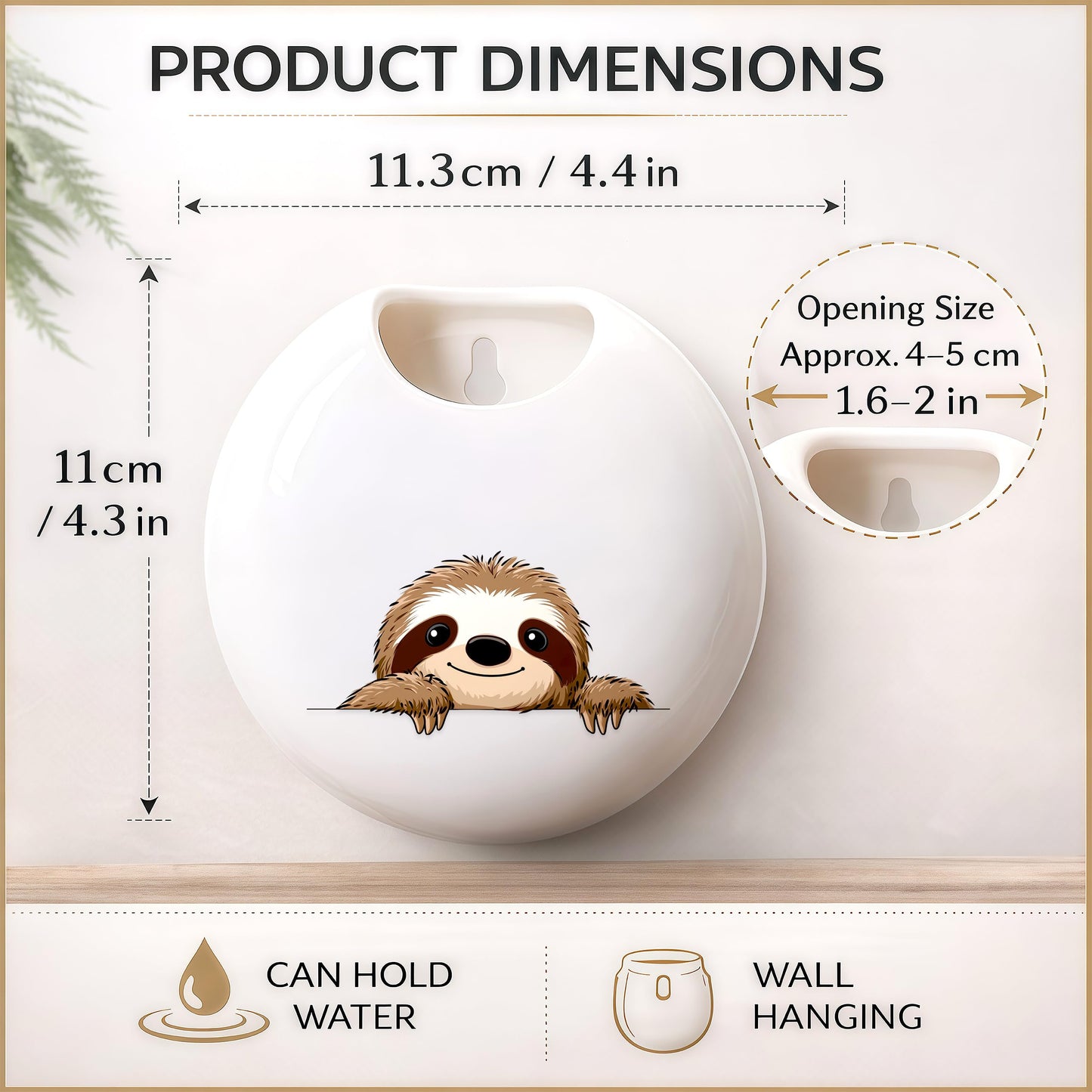 BJDAMAI Sloth Small Wall Planters for Indoor Outdoor Pots Ceramic, Gifts for Women Teens Girls Kids, Sloth Lovers Themed Gifts Decor Stuff Things Items!
