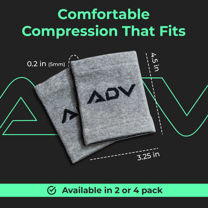 ADV Tennis Wristbands with New Age Polyester Cotton Blend - Ultra Absorbent Wrist Sweatbands - Doublewide & Slim Wrist Bands for Sweat - 4 Pack or 2 Pack (4-Pack Gray, M/L)