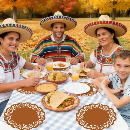 50 Pack Disposable Paper Mexicanos Placemats Table Mats 13.4 Inch Place Mats for Mexican Holiday Party Kitchen Dining Table Decoration