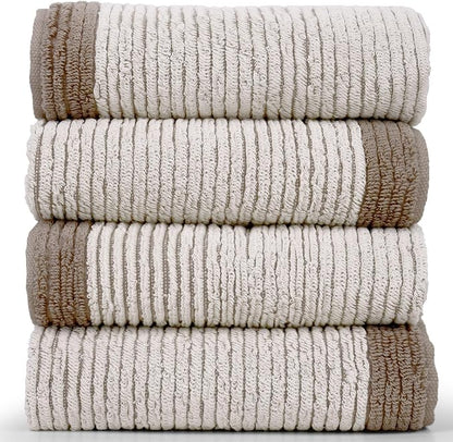 Cleanbear Hand Towels for Bathroom Set of 4, Jacquard Weaved Cotton Face Towels