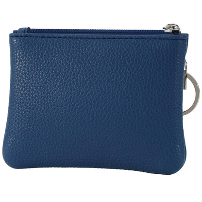Chelmon 2 Pack Coin Purse Pouch Change Card Holder Wallet with Keychain for Women and Men (Black & Blue)