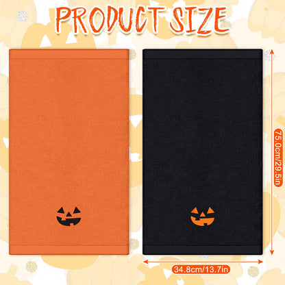 Whaline Halloween Hand Towels Pumpkin Face Embroidered Cotton Bathroom Towel Absorbent Bath Towel for Hand Drying Kitchen Cleaning Cooking, 29.5 x 13.7 Inch, 2Pcs