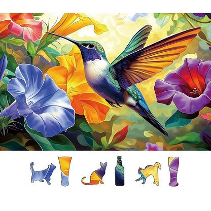 MINIWAN 500 Piece Hummingbird Flower Jigsaw Puzzle for Adults, Seniors - Puzzle with Letters on Back & Reference Poster, 23"x15" Premium Home Decor Puzzle