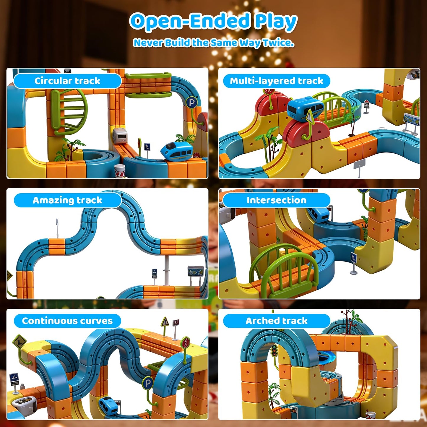 168 Pcs Cube Track Fusion Toy with 2 Trains,2026 New klick Rail Electric Train Set for Kids Ages 4-8 with Gravity-Defying 3D Infinity Track, Build Your Own Trackfusion Train System & Gravity Tracks