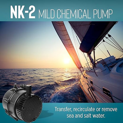 Little Giant NK-2 "NO-KORODE" Series, 115 Volt, 1/40 HP, 325 GPH Mild Acid, Alkalis and Hard Water Manual Submersible Pump with 18-Ft. Cord, Black, 527176