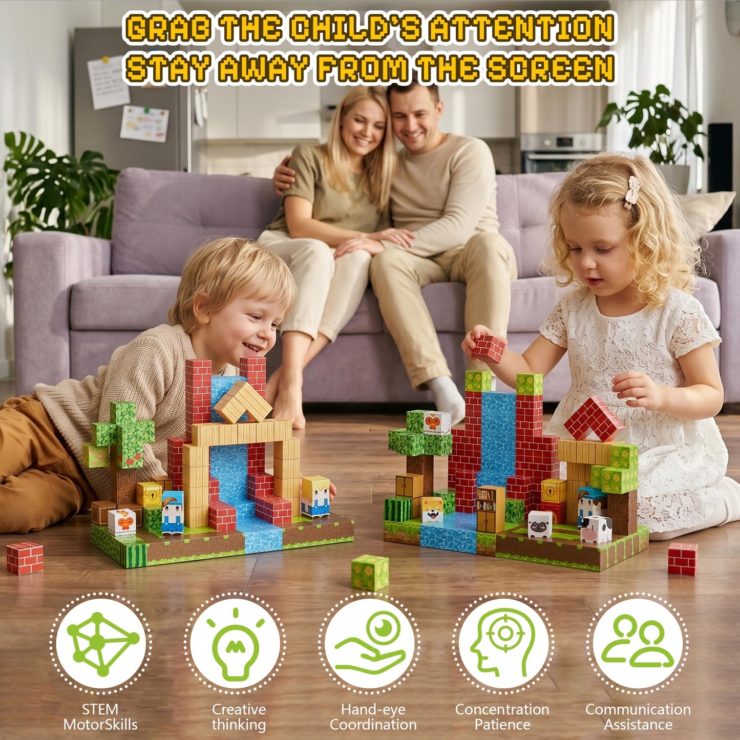Fitrobust 200PCS Magnetic Building Blocks Set, Magnetic Tiles Kids Build Cubes STEM Game Toys, Build Forest World Set, Christmas Birthday Gifts for Boys & Girls Age 3 4 5 6 7 8 9 10, 0.78 in Size