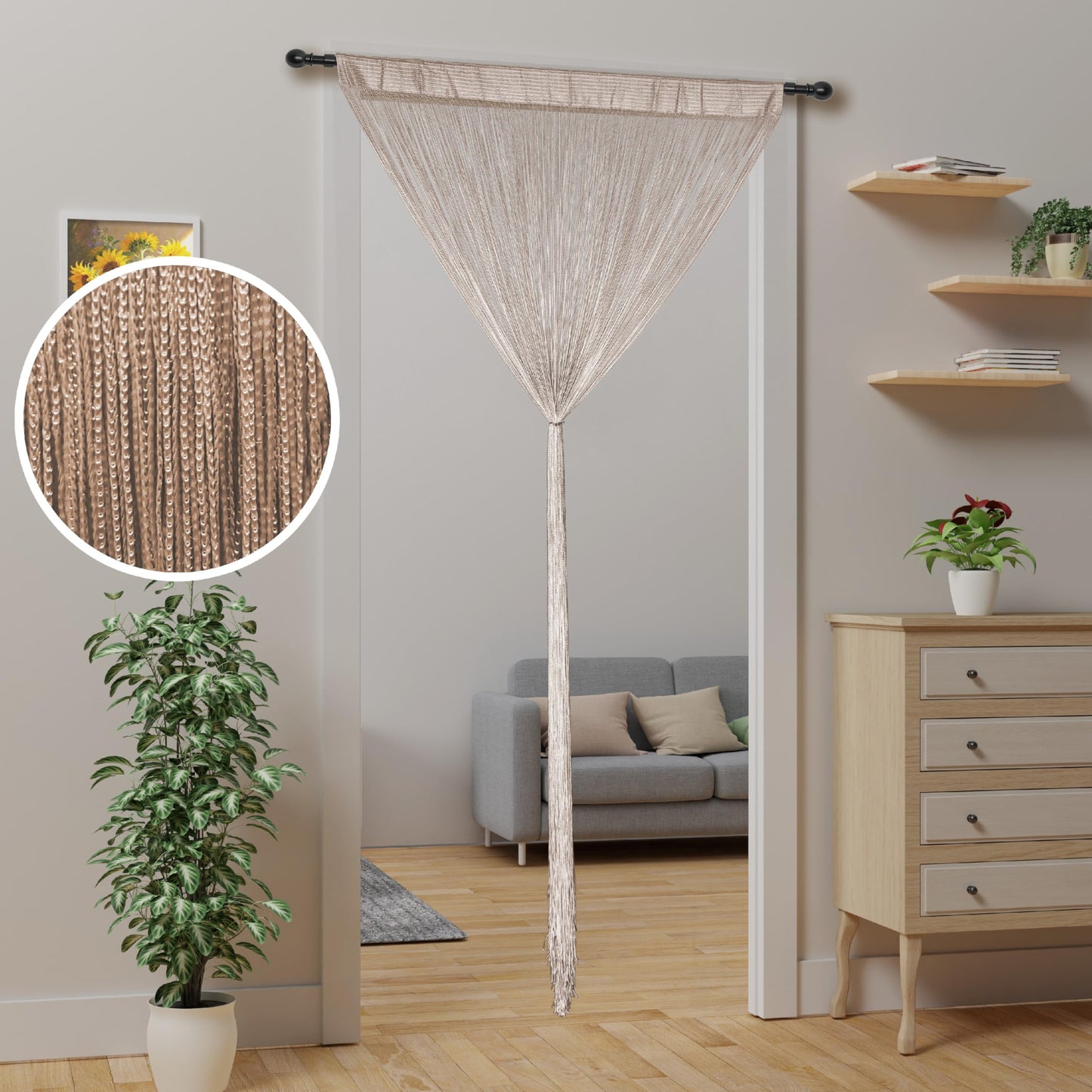 Alwighlit String Curtains for Doorways Door Curtain, Boho Hanging Fringe Tassel Door Curtain, Room Divider Privacy Panel for Bedroom Closet Wedding Party Home Decor 39×79in