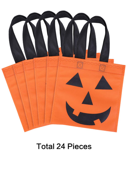 Boao 24 Pieces Halloween Lantern Pumpkin Tote Bags Non Woven Candy Bags for Halloween Party(7.9 x 7.9 Inch)