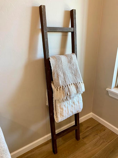 BARNWOODUSA Rustic Farmhouse Decorative Ladder - Our 47 inch Ladder can be Mounted Horizontally or Vertically and is Crafted from Reused Wood No Assembly Required Brown