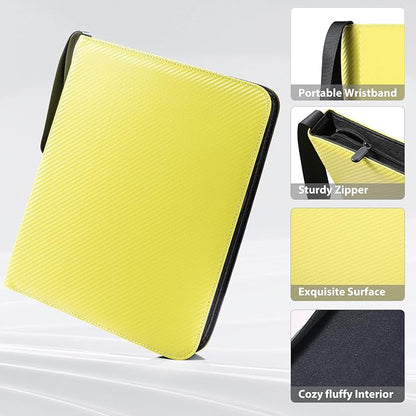 WOT I Trading Card Binder, 900 Pockets Baseball Card Binder Sleeves with Zipper, Double Sided Pockets Card Holder Carry Card Case for Baseball Card, Football Card(Yellow)